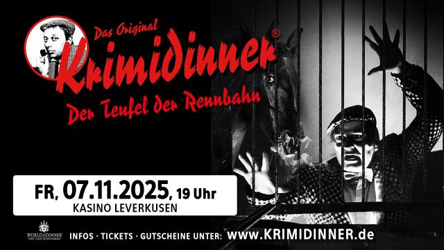 Plaktankündigung Krimidinner // Teufel der Rennbahn